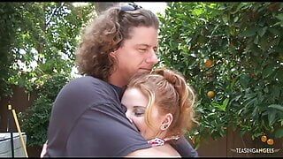 Since he has no shorts the blonde helps him out and gets